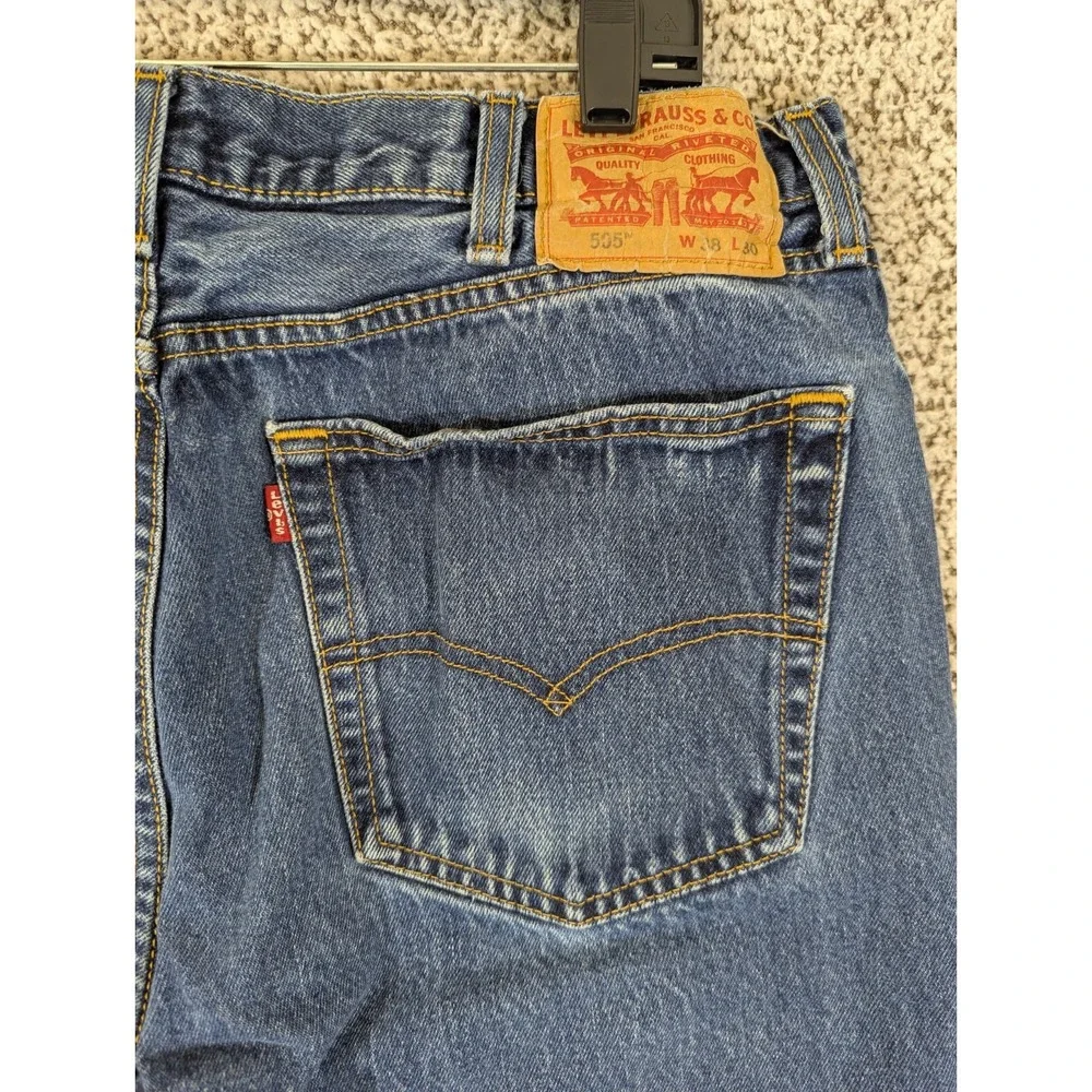 Levi's 505 Jeans Men's Size 36X28 (Tag 38x30) Blue Regular Fit Straight‎ Leg